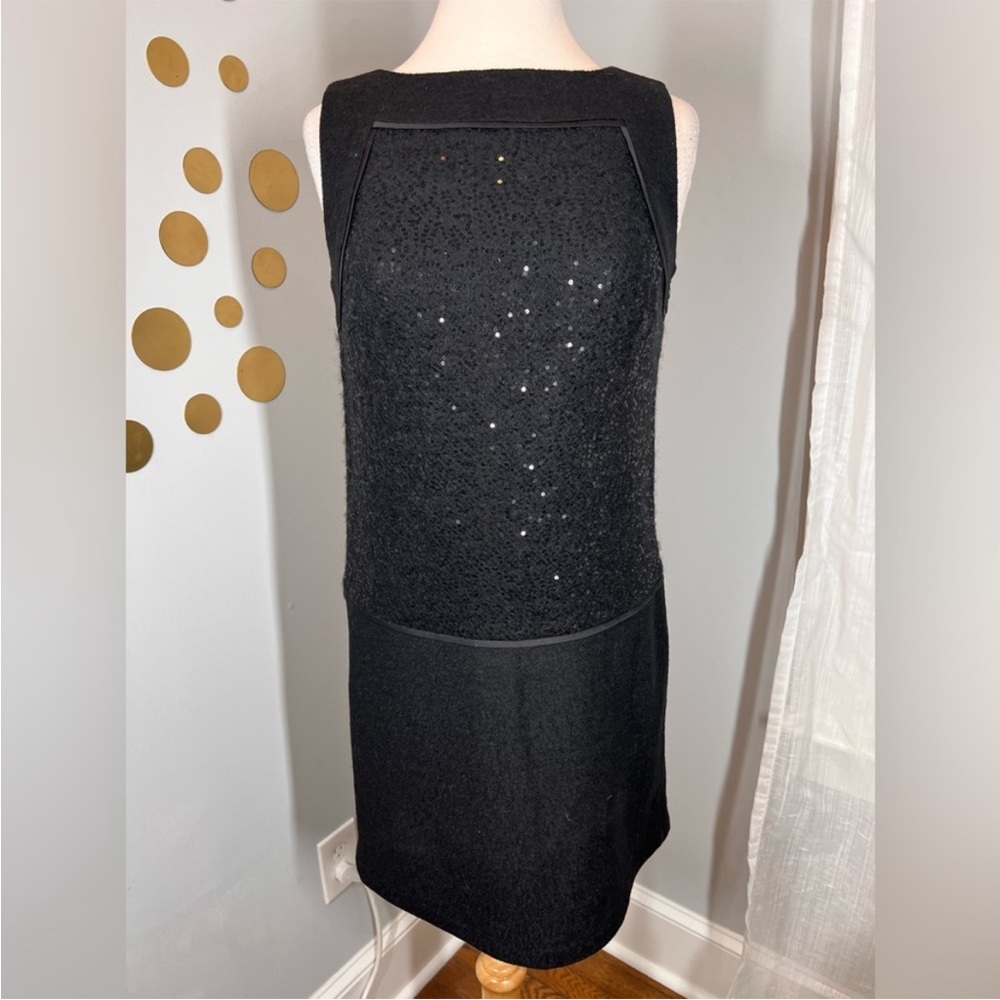 EUC Loft Wool Blend Sequin Shift Dress - Picture 4 of 9